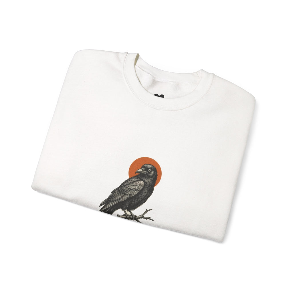 White Proud Member of a Murder crow sweatshirt, two-sided crewneck by Kindred Oddities, alternate view