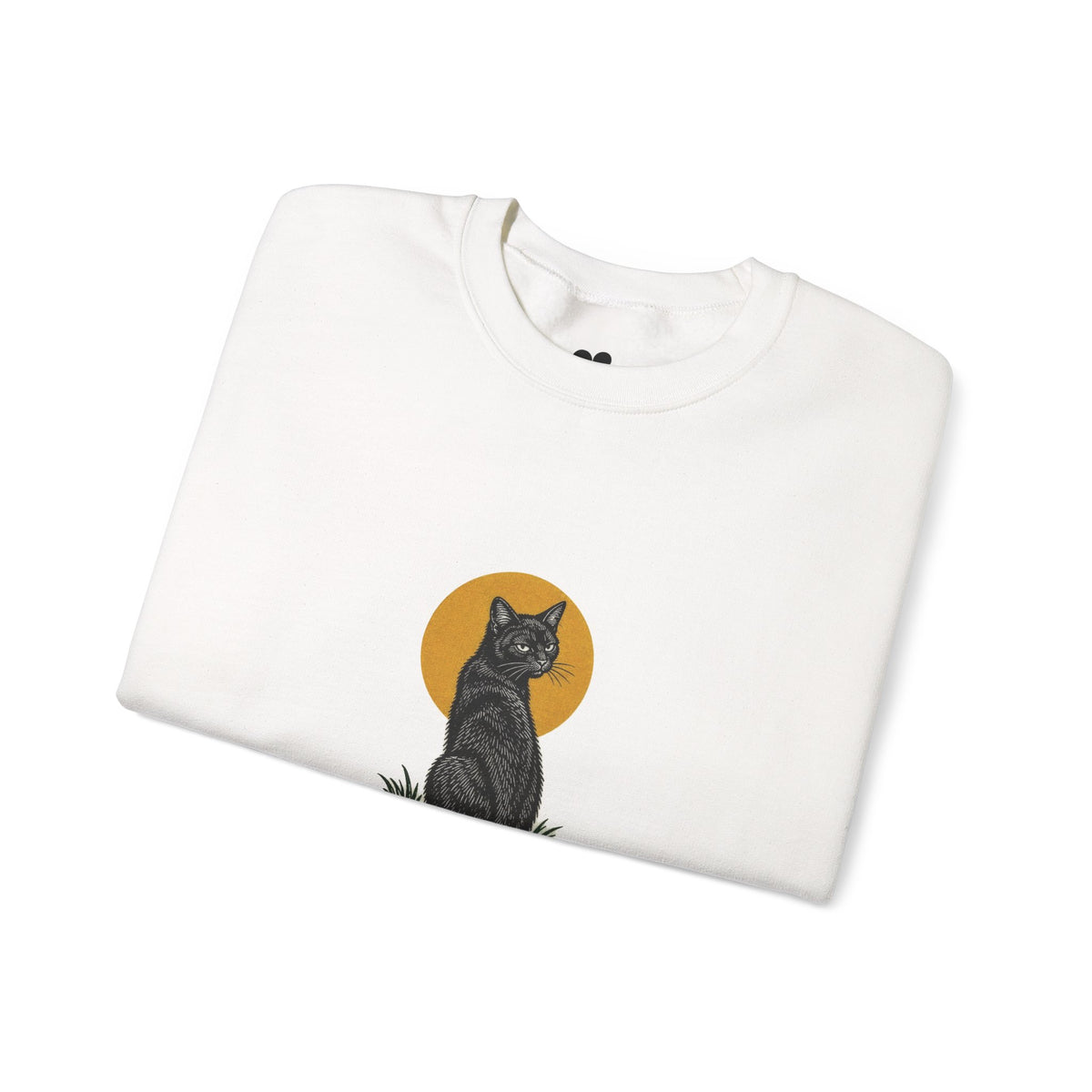 White Bad Luck? black cat sweatshirt, two-sided crewneck by Kindred Oddities, alternate view