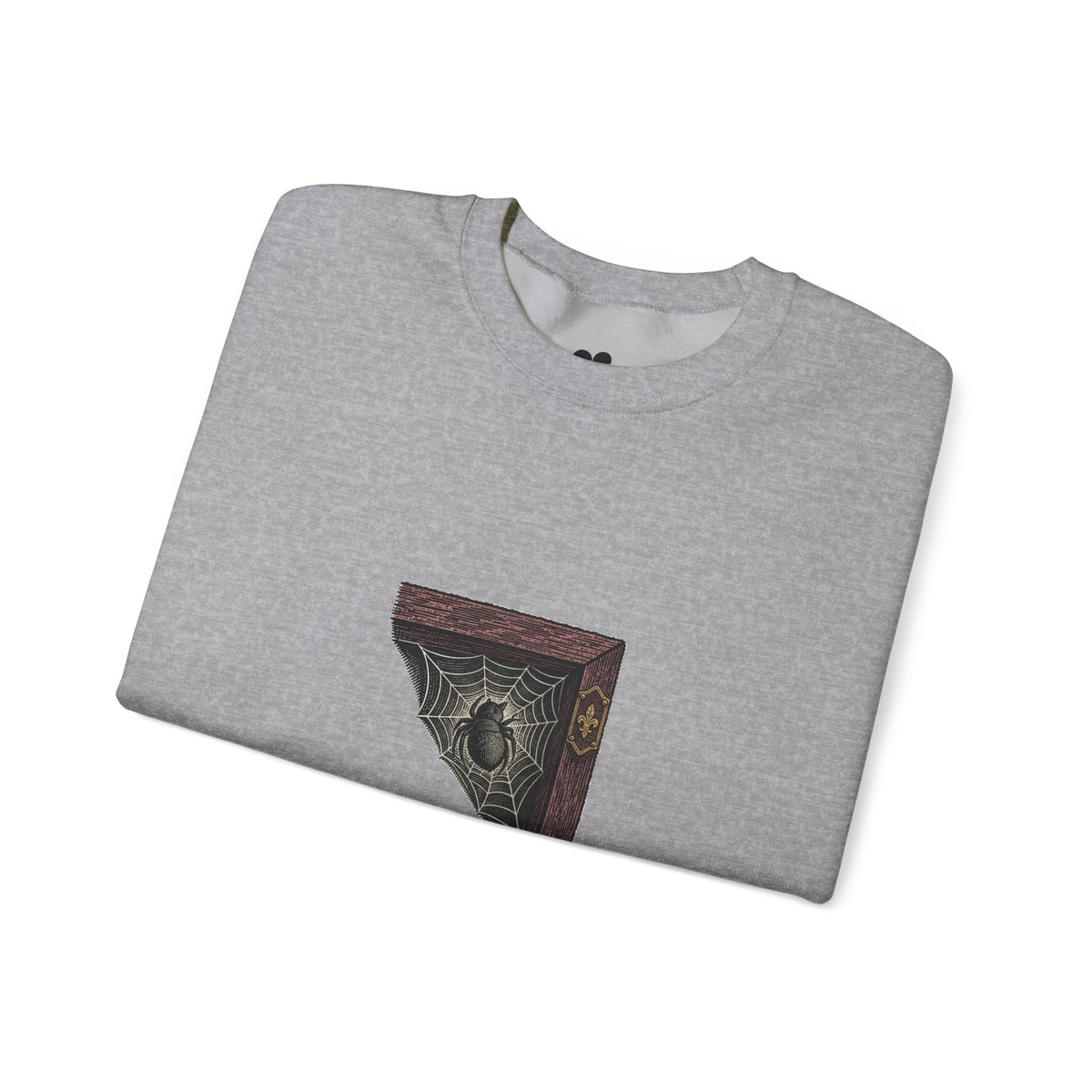 Sport Grey I'm Not Here to Socialize spider sweatshirt, two-sided crewneck by Kindred Oddities, alternate view