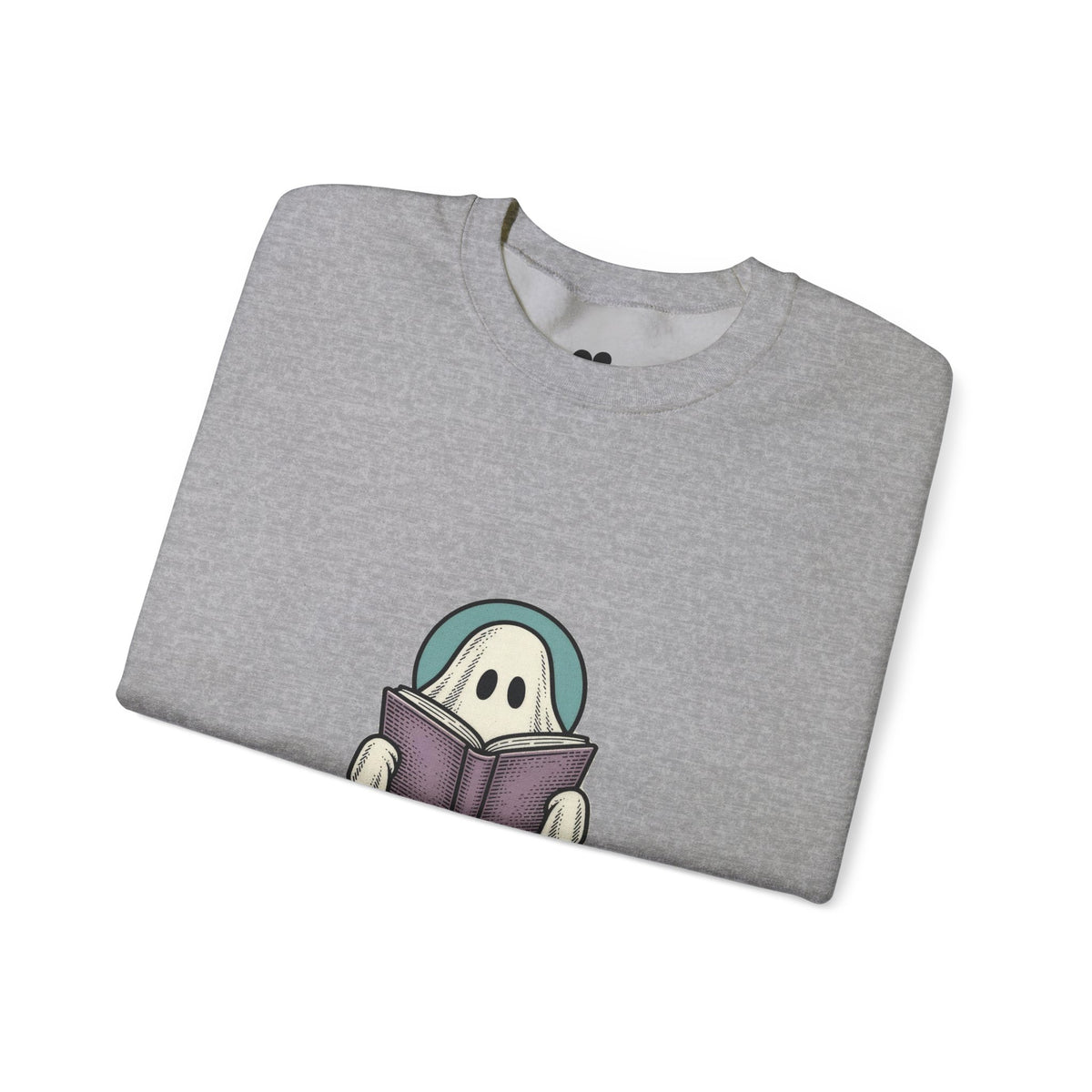 Sport Grey I'm Not Ignoring You ghost sweatshirt folded, showing the ghost peeking over a book